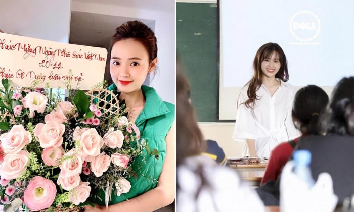 Được học trò chuyển tiền mừng ngày Nhà giáo Việt Nam, Midu phản ứng thế nào?