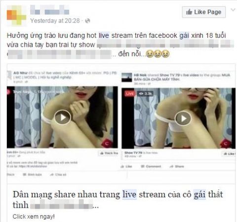 Mất tài khoản facebook vì xem livestream