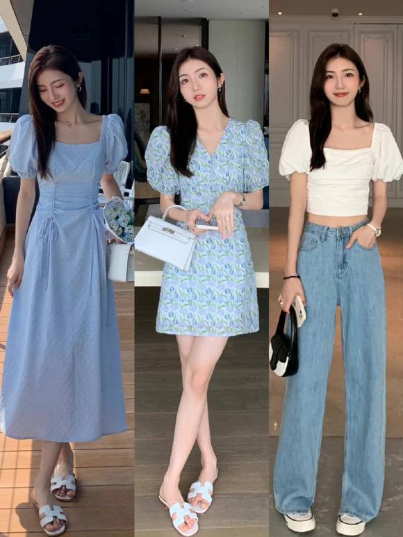 màu xanh kem, phối đồ màu xanh, thời trang, Cream Blue