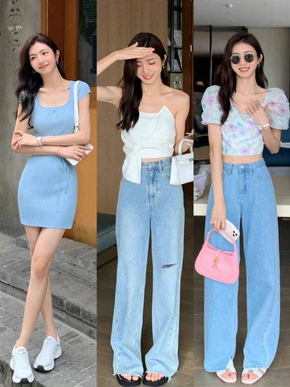 màu xanh kem, phối đồ màu xanh, thời trang, Cream Blue